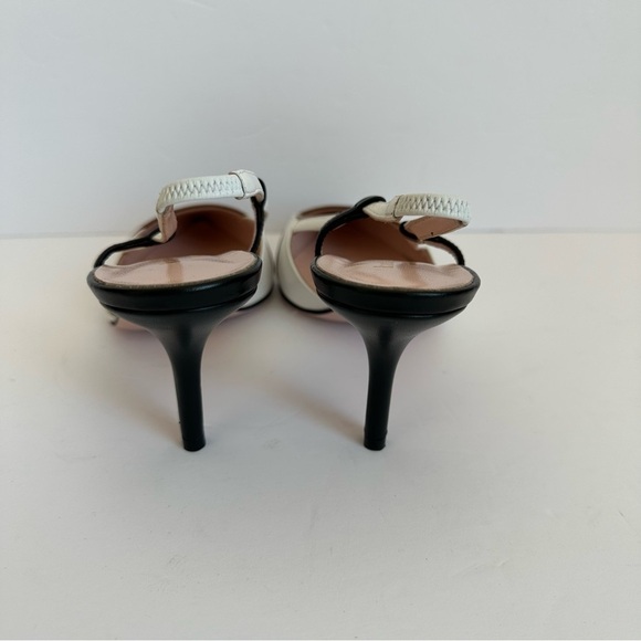 KateSpade Sabina pumps white brown leather with black and clear slingback straps - Picture 10 of 13